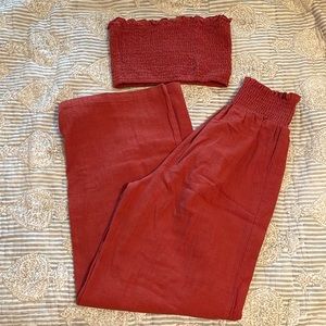 Shein 2 piece bandeau wide leg pant set